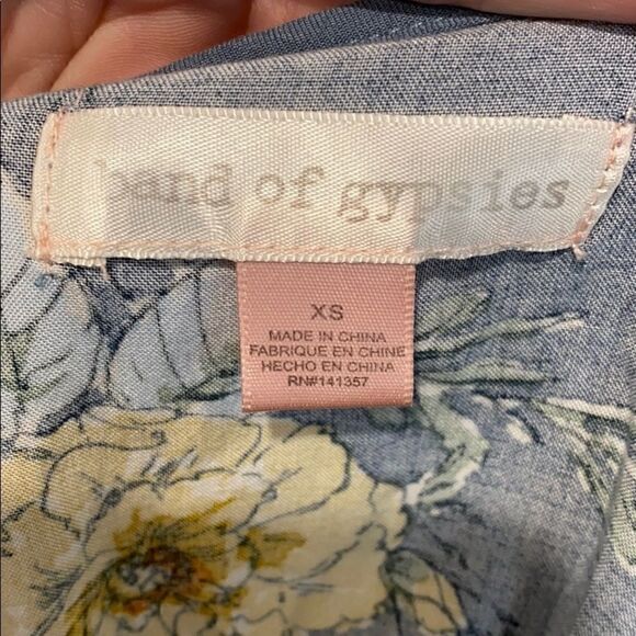 Band of Gypsies Blue Floral cropped Pantsuit XS - Picture 2 of 9